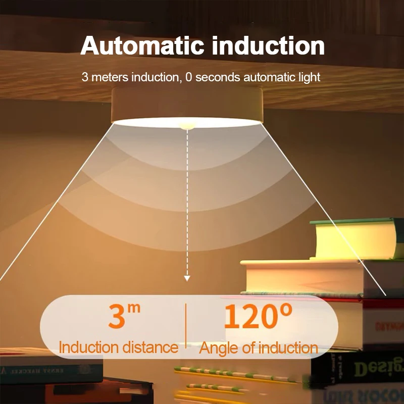 Luce del sensore di movimento luce notturna lampada da notte ricaricabile USB per armadio da cucina lampada per armadio lampada per scale luce per armadio senza fili