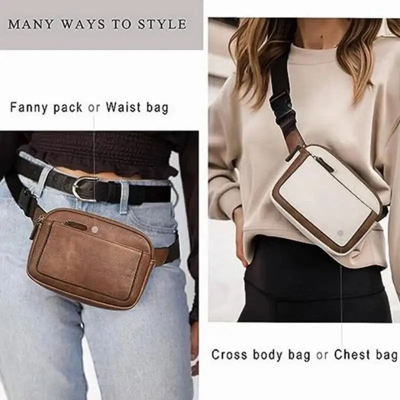 PU Waist Pack Casual Crossbody Chest Bags Unisex Hip Sack Travel WaterProof Belt Bag Sport Purse Pocket for Ladies