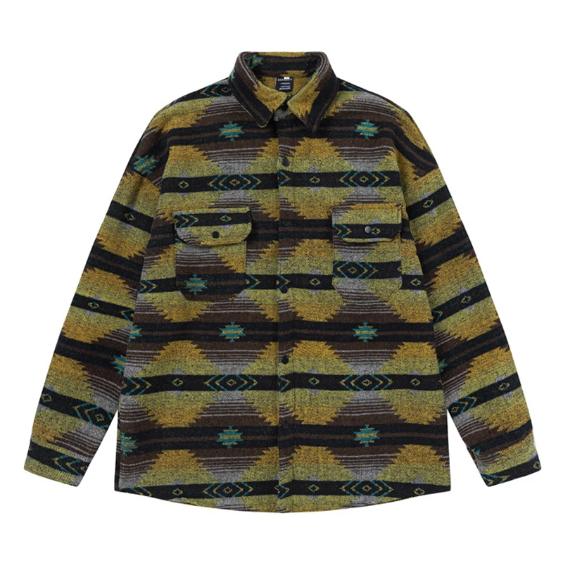 

men's long sleeve custom logo thick woolen warm vintage wind proof coating camouflage fashion casual shirts for man