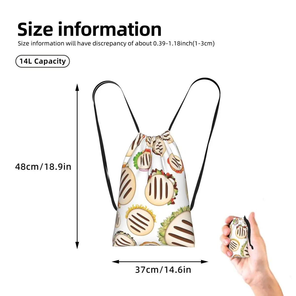 Arepas Pattern Venezuela Drawstring Backpack Sports Gym Bag Portable Travel Drawstring Bag for Men Women