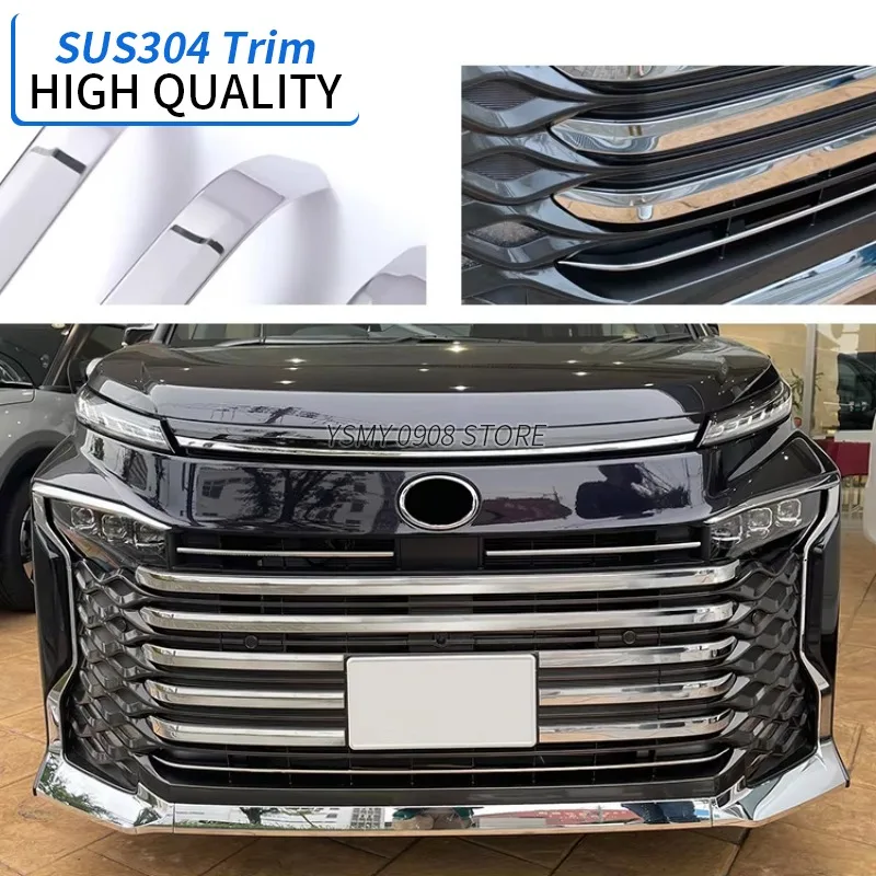 11 PCS High Grade Stainless Steel Chrome Bumper Grille Trim for Toyota Voxy 90 2022 2023 Car Styling Exterior Accessories