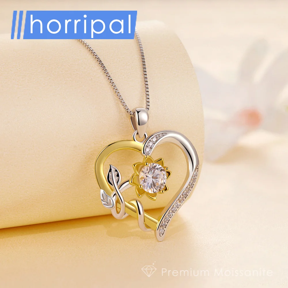 

Heart Flower Moissanite Pendant Necklace for Women Wedding Elegant Jewelry Pure Silver High Quality Waterproof Clavicle Chain