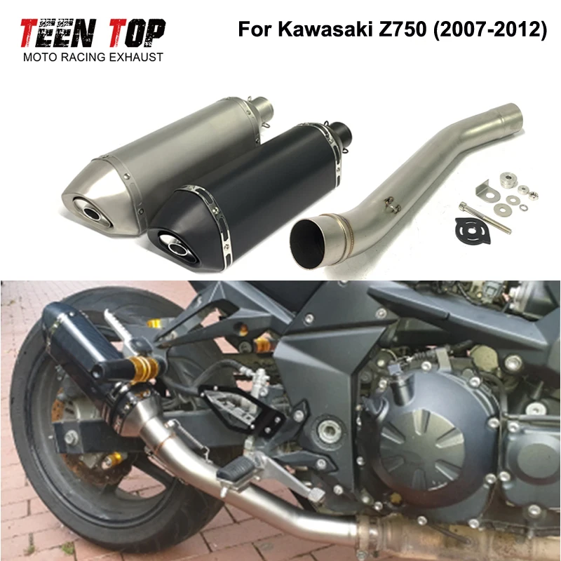 

Slip On Motorcycle Exhaust For Kawasaki Z750 Middle Link Pipe Exhaust Muffler 2007-2012 51mm Modified Escape Moto Silencer Z 750