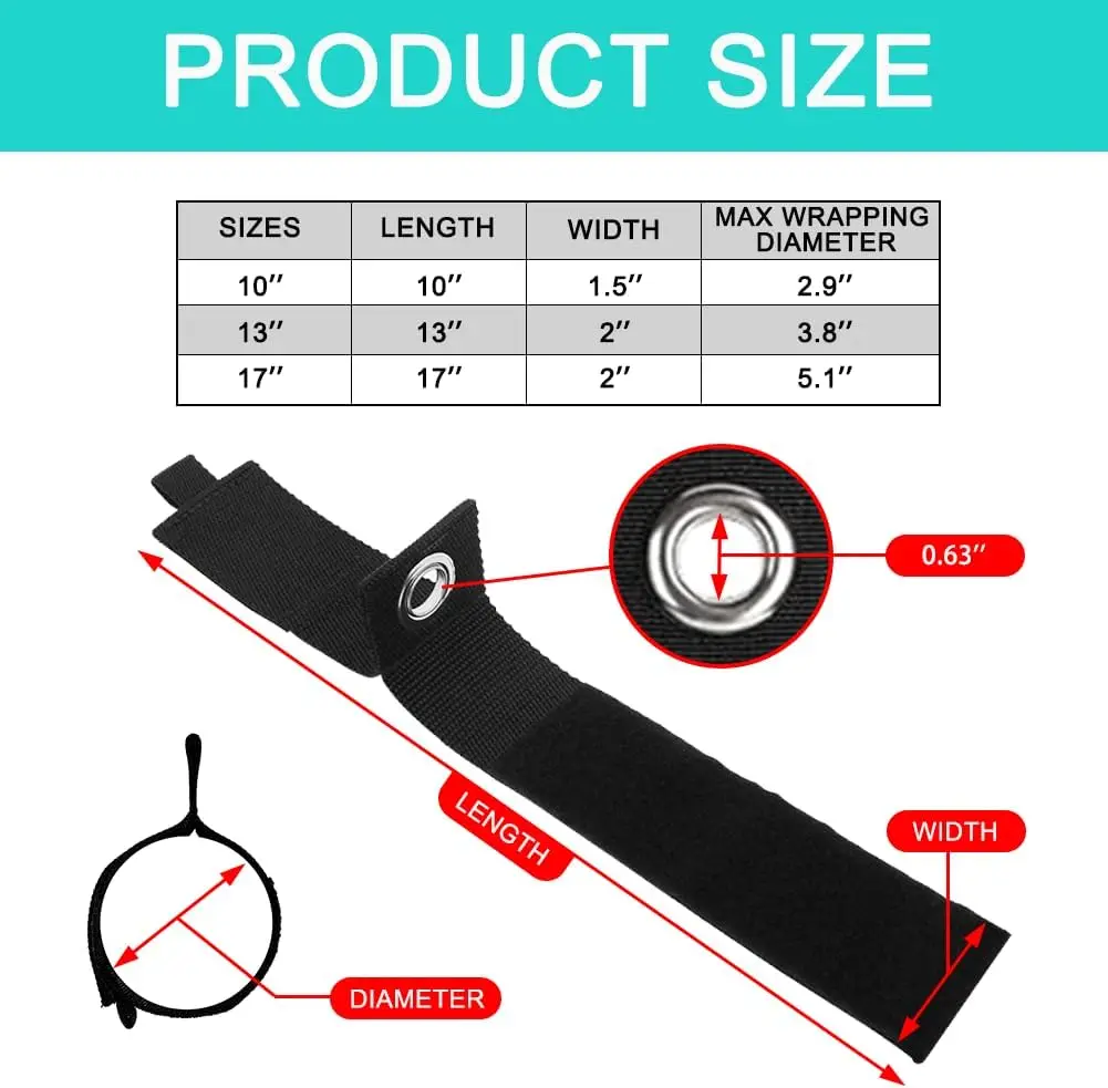 Heavy-Duty Storage Straps - 9 Pack Hook and Loop Hanging Extension Tool Cord Straps Organizer for Cable Management, Rope, Hoses,