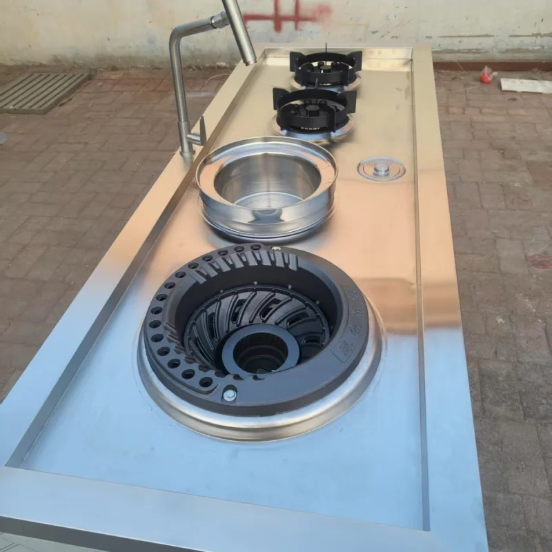 custom. [High-end Fierce Fire] Commercial Built-in Combination Stove Cabinet Stove Top Integrated 304 Stainless Steel Sile