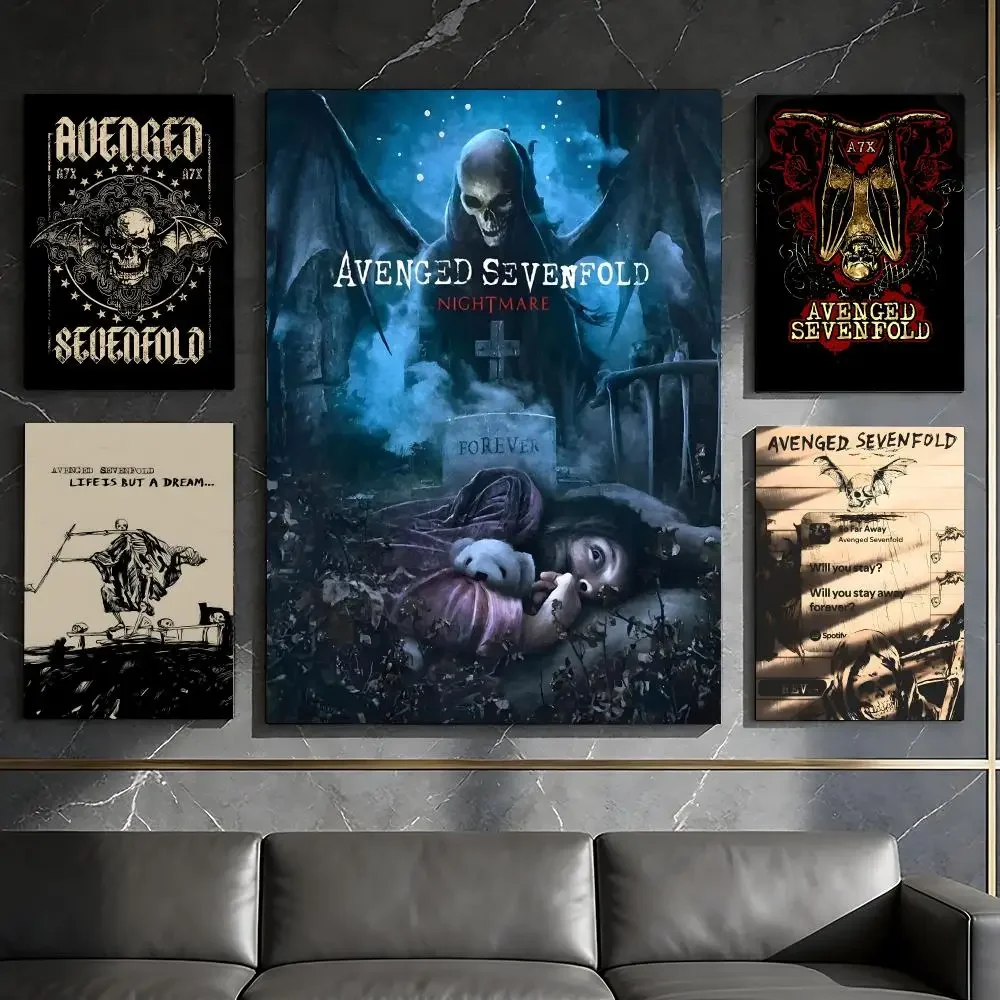 A-Avenged Sevenfold-D Band Poster Waterproof Peel & Stick Wall Sticker Self Adhesive Art Decor For Living Room Bedroom