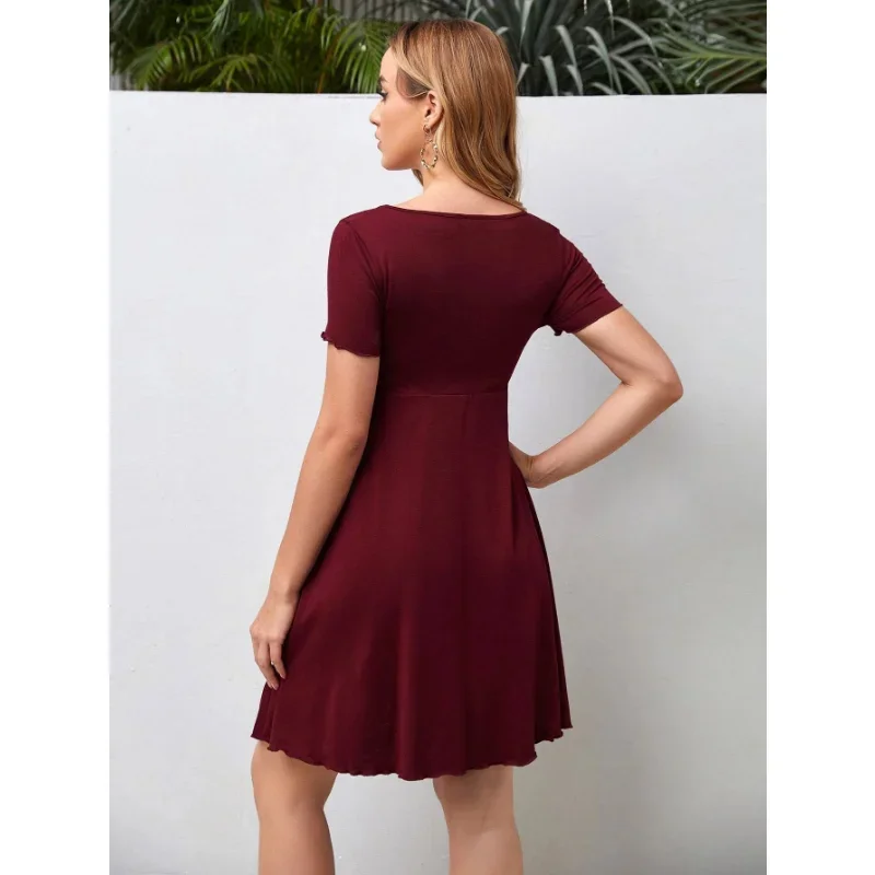 Vestido de maternidad holgado para mujer, ropa informal con cuello en V, talla grande, 2024