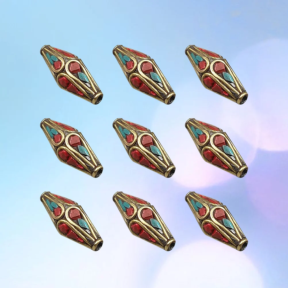 

10Pcs Nepal Handmade Buddha Beads Green Turquoise Spacers Perfect for DIY Jewelry Making Fashionable Style Buddha Beads