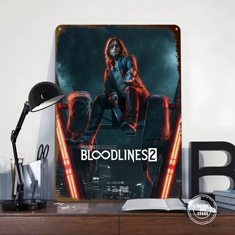 Vampire: The Masquerade - Bloodlines 2 3D Texture Printed Poster Custom Vintage Metal Tin Plate Sign for Wall Art Decor Room