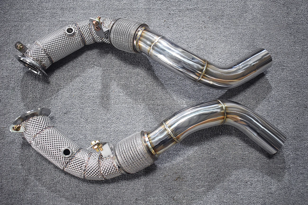 Factory Custom 304 Stainless Steel Exhaust Downpipe for  M550i 650i 750i 850i With Heat Shield Auto Parts Exhaust Pipes