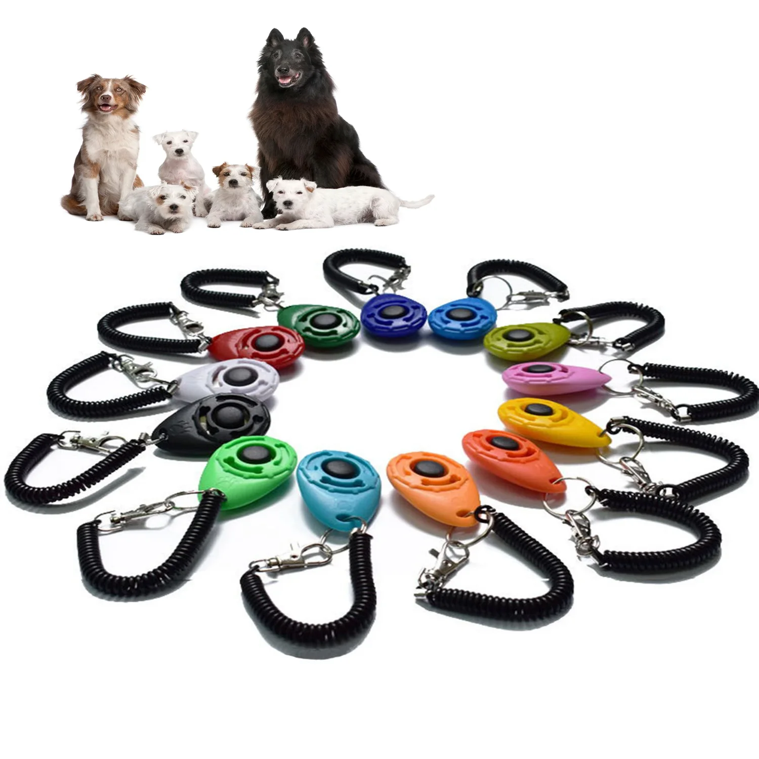

Dog Training Clicker Pet Cat Plastic Dogs Click Trainer Aid Tools Adjustable Wrist Strap Sound Key Chain Dog Supplies