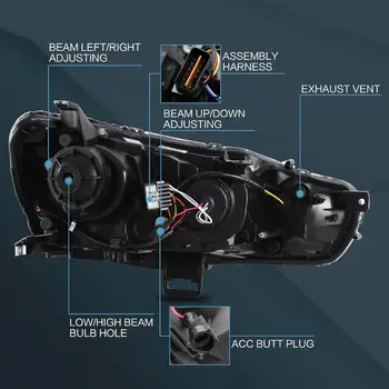 適用於三菱藍瑟EVO X第九代轎車(2008-2020款)的頭燈總成,即插即用,透明色 12 最佳銷售 三菱藍瑟 Evo 9 - №5