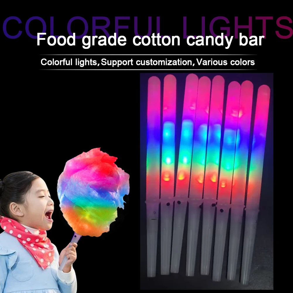 10/20/30/40 PCS Colorful LED Glow Sticks Cotton Candy Cones Reusable Glowing Marshmallows Sticks LED Light Tubes Party Props