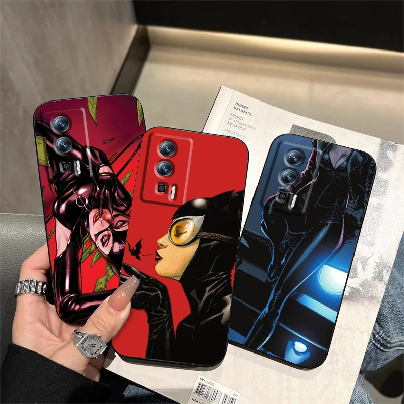 Film C-Catwoman Sexy For Xiaomi Redmi 9A 9C 9AT 10C 9 9T 10 12C 13C A3 12 K60 A1 K50 K40 5G Black Back Phone Case