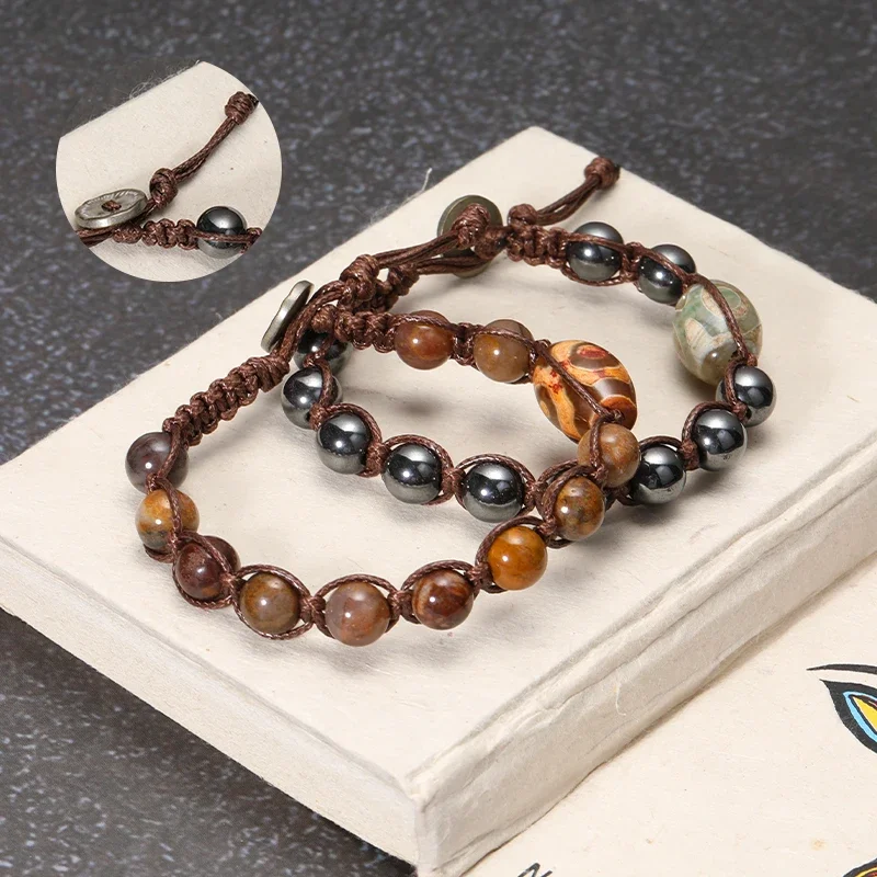 Tibetan Buddhism Natural Stone Beads Dzi Prayer Beads Healing Meditation Lucky Prayer Woven Bracelets Jewelry for Men and Women