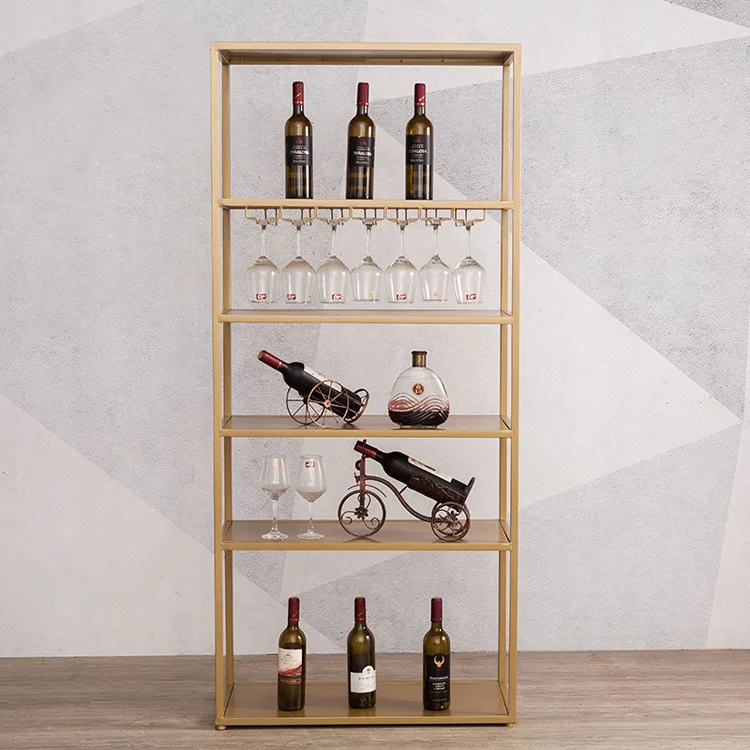Floor-to-ceiling multi-layer wrought iron wine cabinet bar restaurant storage cup holder wine display cabinet partition