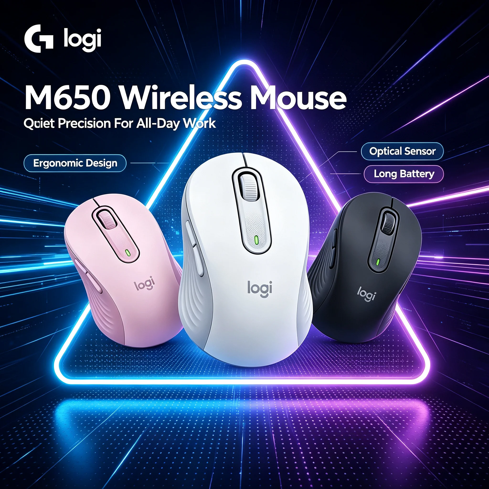 Genuine Logitech Signature M650 Mouse Smooth Wheel Scrolling Wireless Mice For Home Workstation