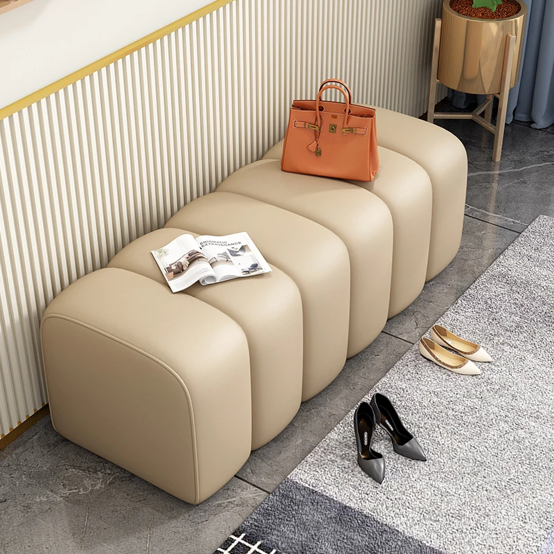 Modern luxury footstool, Nordic brown, unique footstool, cute footstool, living room, lobby, Pouf salon, modern space saving