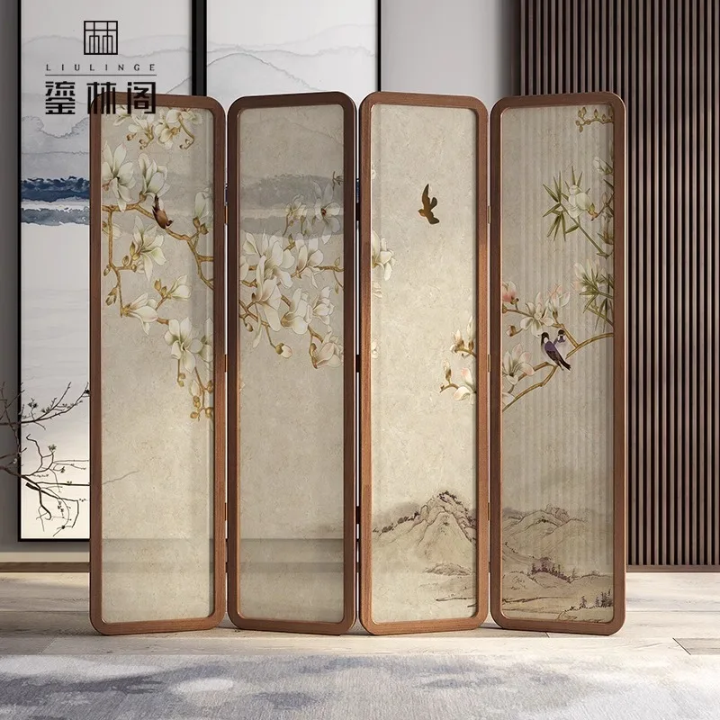 DSA foldable screen mobile partition for living rooms, simple Chinese hotel screen, home bedroom, tea room, solid wood folding