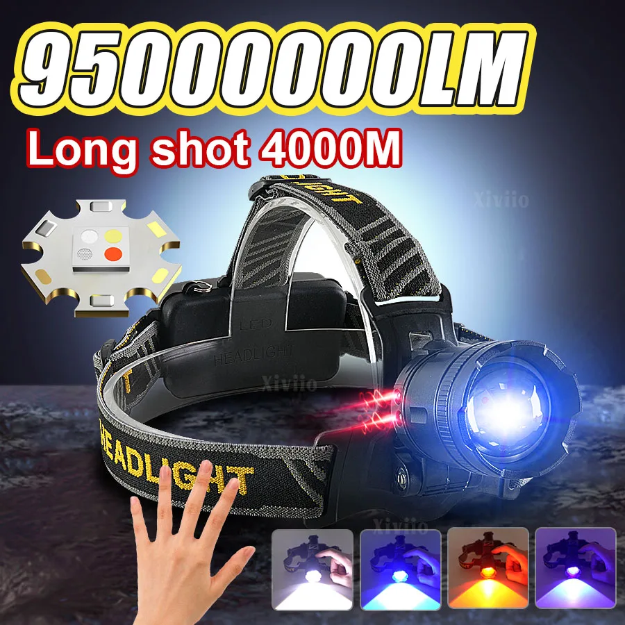 Powerful LED Headlamp Motion Sensor Rechargeable Head Flashlight Long Range Work Light Waterproof Fishing Lantern For Camping