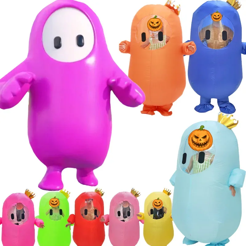 Fall Guys Inflatable Costume Girl Women Men Kid Adult Jellybean Game Stumble Anime Cosplay Halloween Birthday Party Blow Up Suit