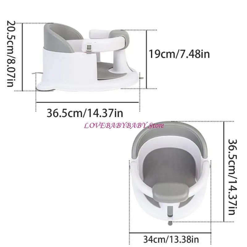 Kursi bathtub bayi multifungsi yang nyaman rak baby shower nonslip bangku mandi selama 6 hingga 18 bulan anak laki -laki 4xbc