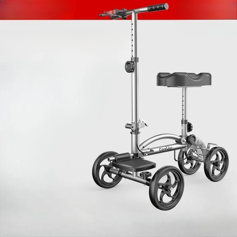 Walking Aid Crutch - Single Leg Walker for Ankle Injury Recovery, Foldable Mobility Scooter with Wheels, Rehab Support Cane