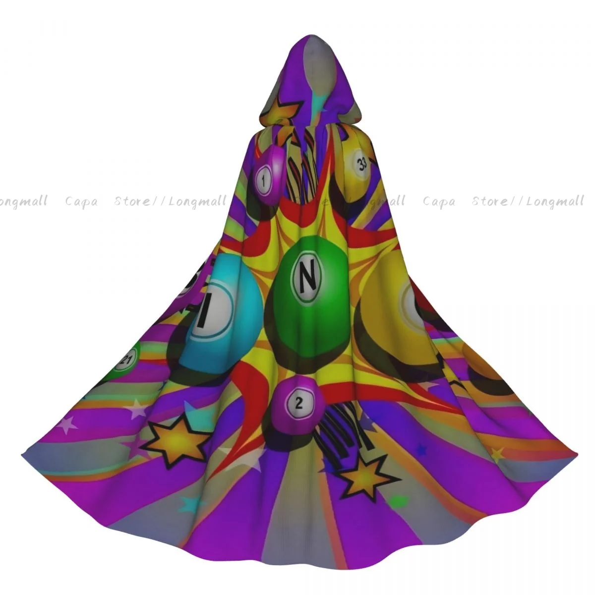 الساحرة عباءة البنغو الملونة طباعة زي الهالوين التأثيري للجنسين الكبار عباءة الرجعية العصور الرأس #1