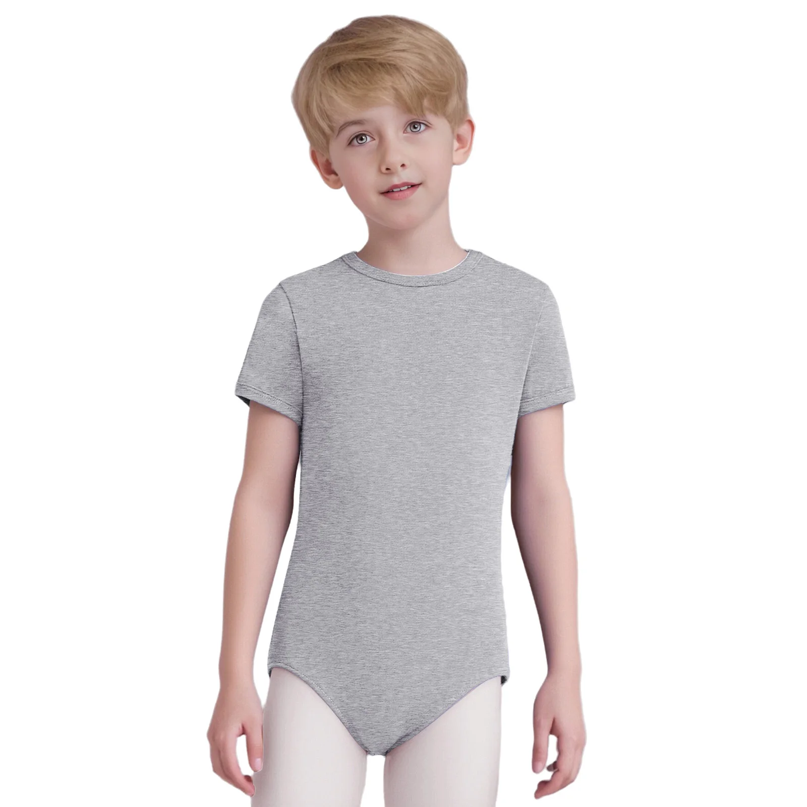 

Kids Boys Special Needs Adaptive Clothing Summer Casual Short Sleeve Press Buttons Open Crotch Solid Color Leotard Bodysuit