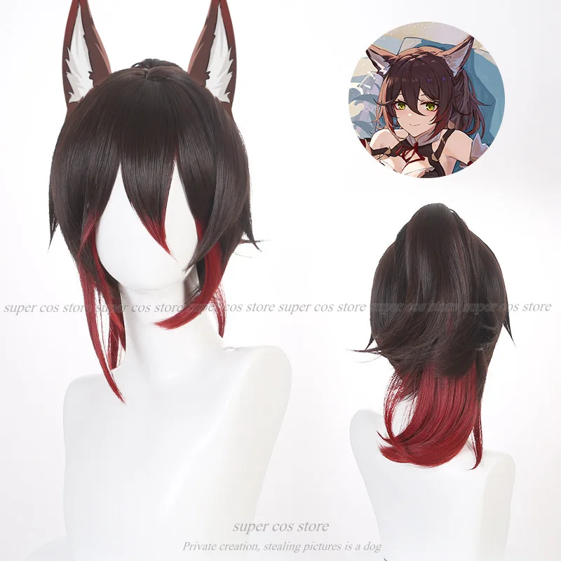 Game Blue Archive Cosplay Kuda Izuna Cosplay Costume Lovely Printed Kimono Uniform Wig Halo Women Halloween Party RolePlay Suit