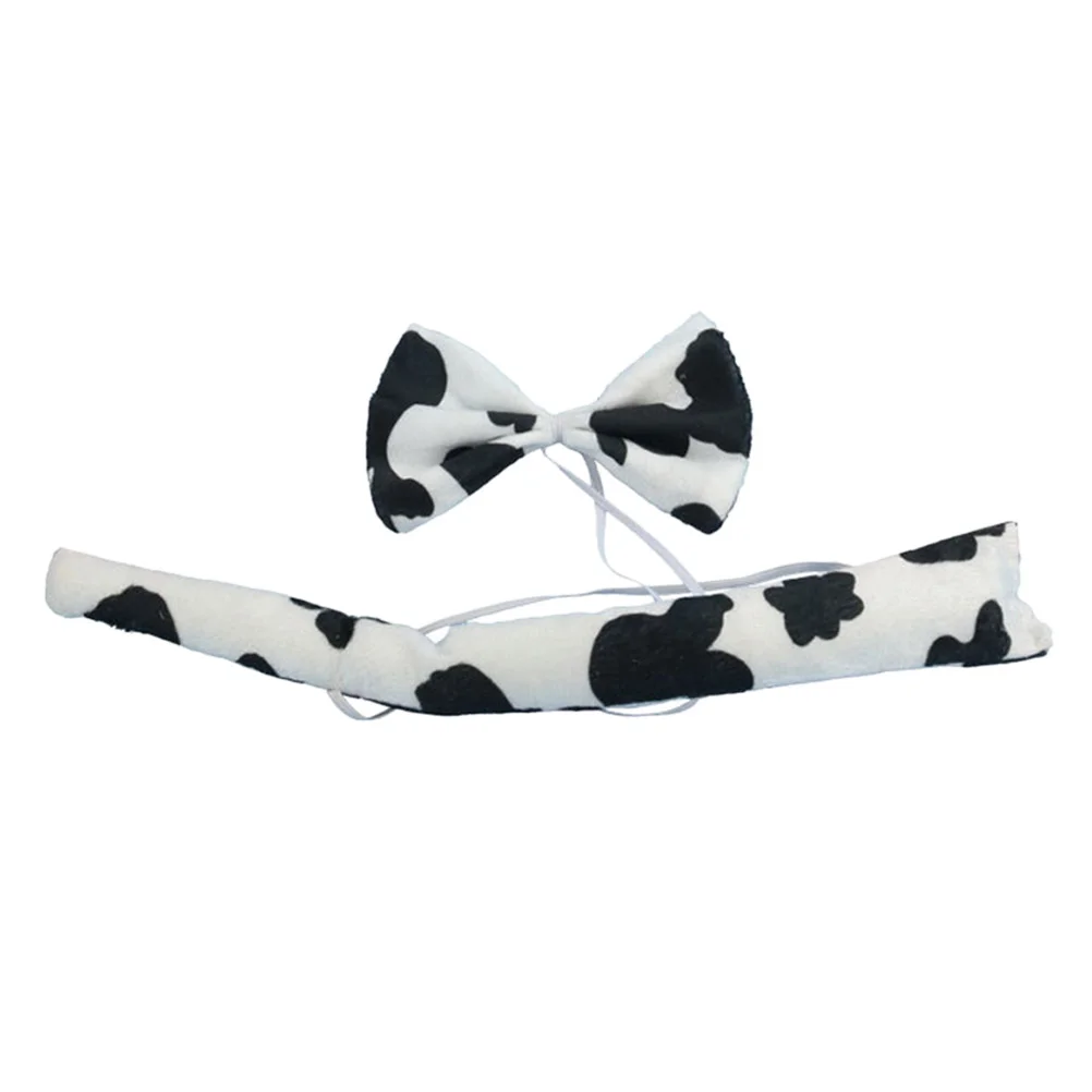 3 pçs orelhas de vaca bandana cauda bowtie conjunto crianças festa aniversário traje de halloween acessórios traje de vaca