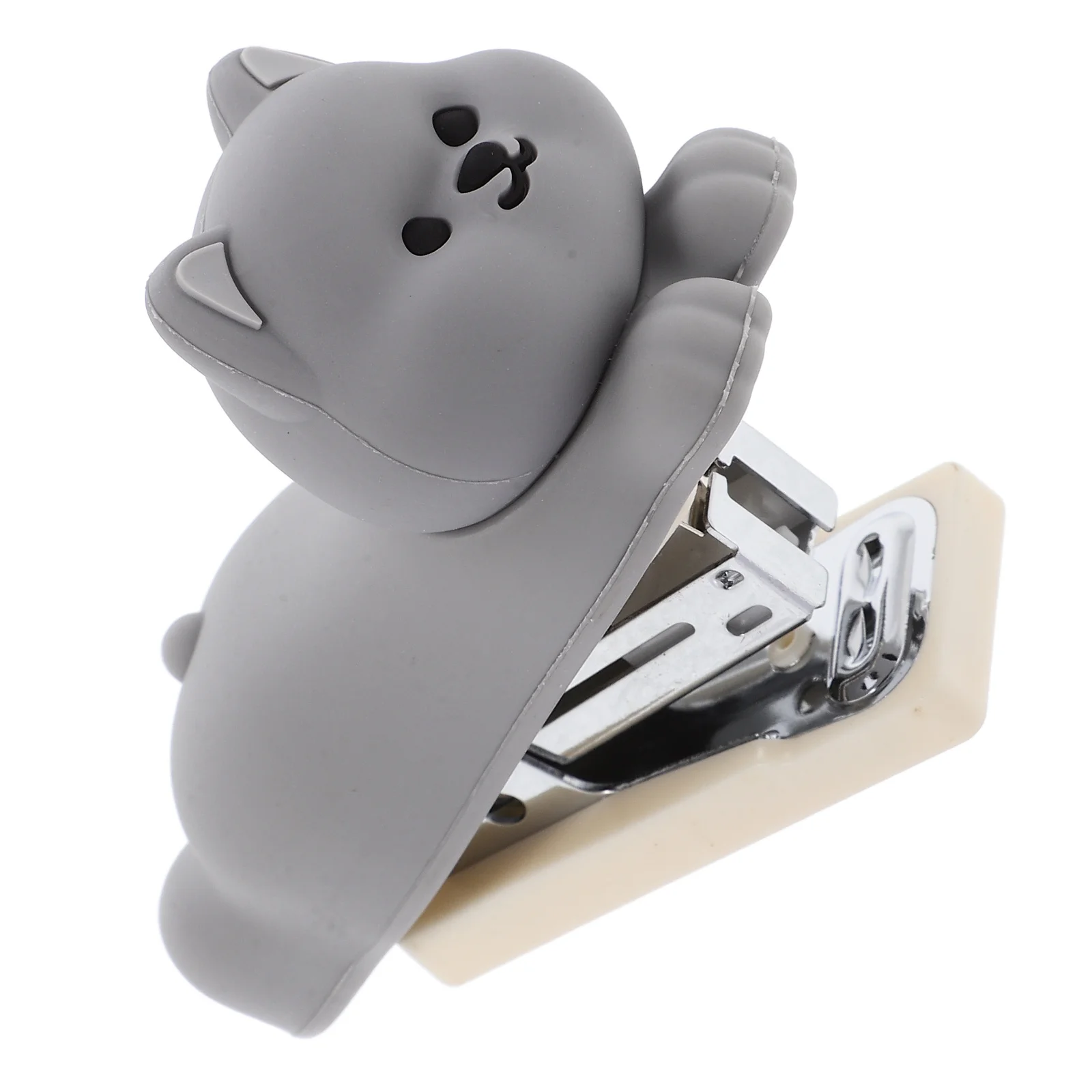 Draagbare kleine cartoon hond nietmachine Desktop Leuke nietmachine voor leraren Klaslokaal Kantoorbenodigdheden Grijs PVC siliconen