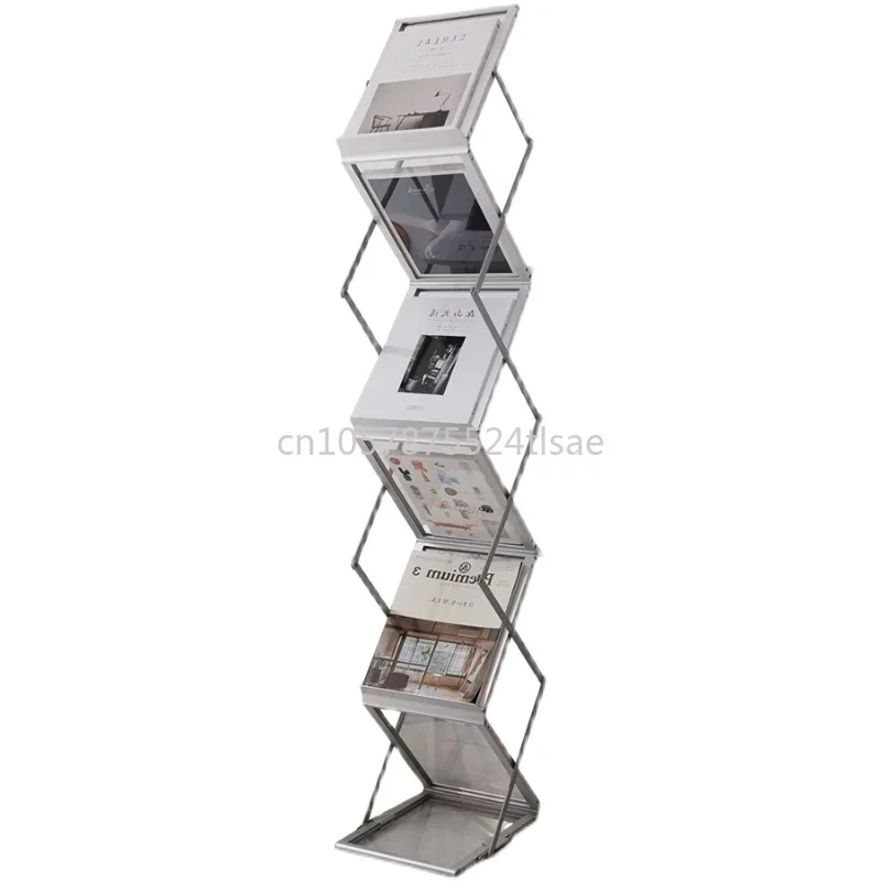 Art Small Bookcase Household Vertical Floor Magazine Rack Simple Creative Folding Bookshelf Storage Shelf