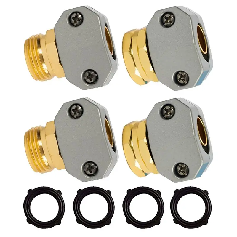 A56P-Garden Hose Repair Kit, Aluminum Alloy Garden Hose End Mender,Fit 5/8In&3/4In Garden Hose Connector,With 4 Hose Washers