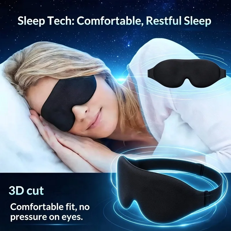 3D Sleep Eye Mask 2Pcs, Adjustable Blackout Sleeping Mask, Breathable Soft Light Blocking Eyeshade for Travel Night Nap Unisex