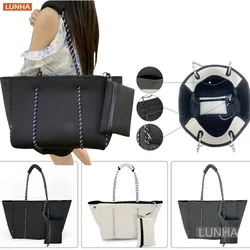 Women's Neoprene Tote Bag Large Capacity Beach Bags Sports Fitness Zipper Bag Summer Travel Handbag Shoulder Bags Waterproof