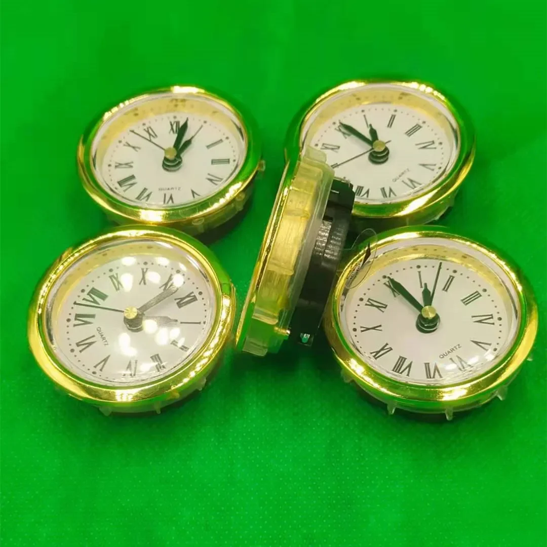 5PCS Gold Rim Diameter 50MM Insert Quartz Clock for Built - in Insert Clock Head DIY Desk Clock