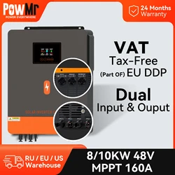 POWMR 48V 10KW MPPT 160A Grid-Tie Hybrid Solar Inverter Dual PV Input & AC Output On Grid Off Grid in One Inverter