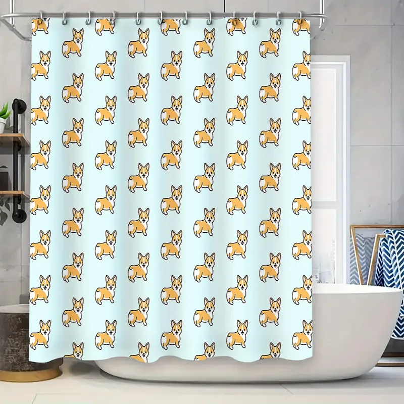 

Cute Dog Shower Curtain Waterproof Bathroom Decor Farmhouse Pet Lover Gift Animal Pattern Fabric Shower Liner for Kids Room