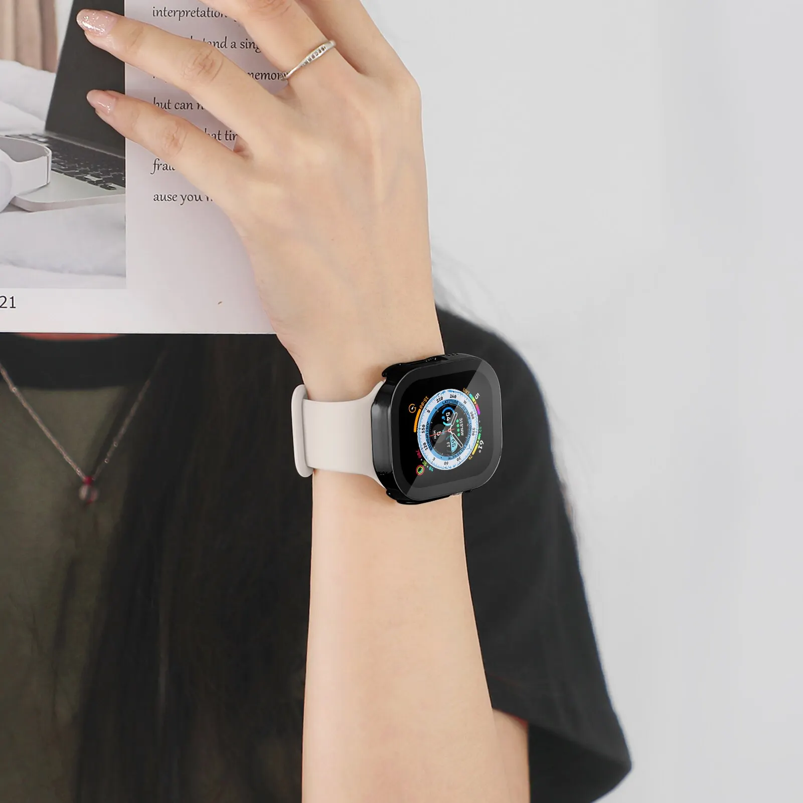 Чехол для Apple Watch Ultra 49 мм, защитная пленка для экрана, водонепроницаемый чехол с прямым краем, iWatch series 8 SE 7 4, 44 мм, 40 мм, 45 мм, 41 мм