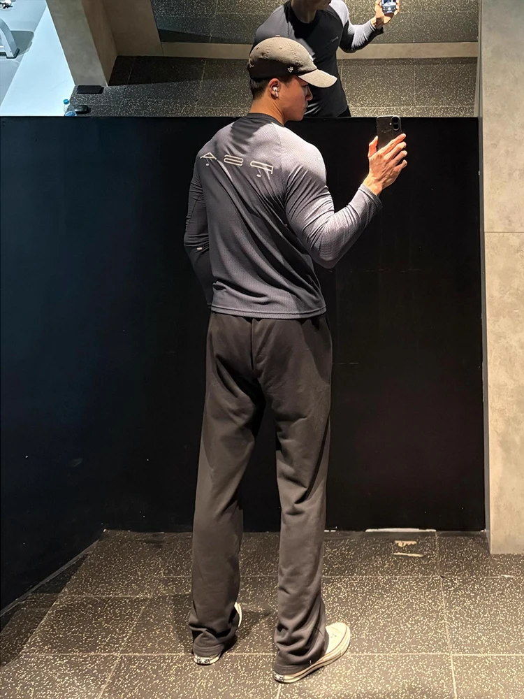 

Американский Sle Fitn Спортивные спортивные штаны Мужские осенне-зимние брюки Cleanfit с ножными штанинами Тяжелые повседневные брюки Du Drapey с широкими штанинами