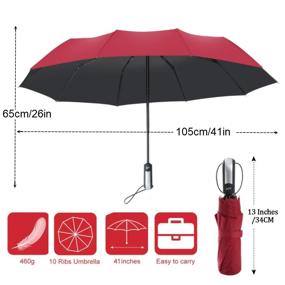 105cm/41.33in Double-Layer Automatic Folding Umbrella UV Parasol Strong Wind Snow Resistance Waterproof Bumbershoot Umbrella 우산