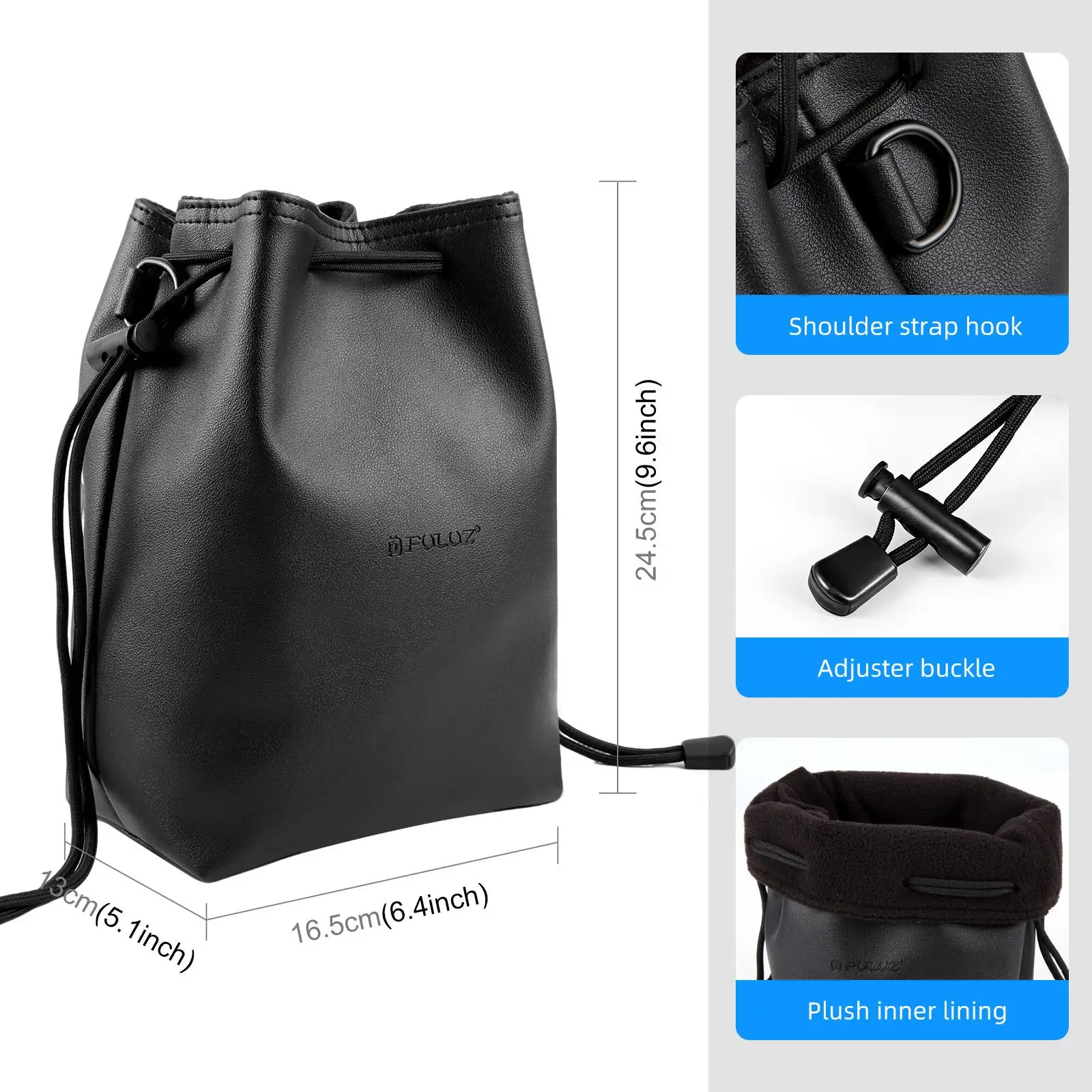 PULUZ Camera Protective Inner Bag Thick Padded Carrying Pouch with Shoulder Strap for Mirrorless & DSLR Cameras