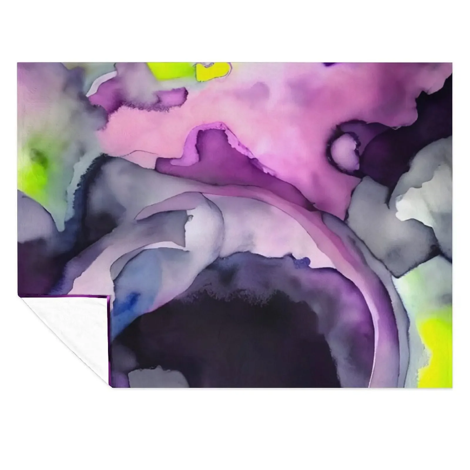 

Violet Fusion: Multicolored Watercolored Inspired Art Print - New Original and Unique Art Throw Blanket For Baby Blankets