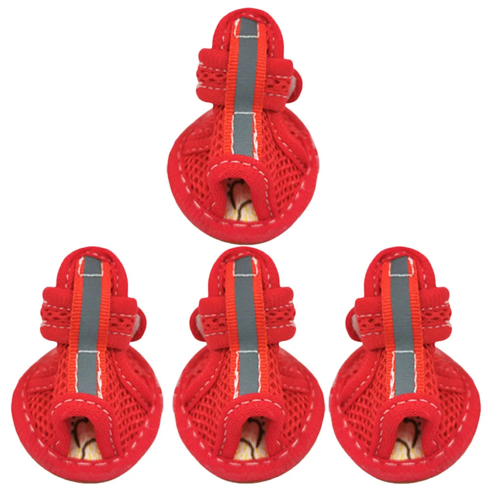 

4Pcs Non Slip Dog Shoes Mesh Breathable Pet Sandals Paw Protectors Stylish Convenient Outdoor Use Mesh Dog Shoes