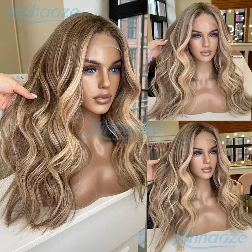 # 8/613 loira 13x4 frente do laço peruca de cabelo humano onda do corpo ombre 613 destaque perucas marrom loira colorido hd peruca cheia do laço à venda
