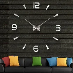 3D Wall Clock Modern Design DIY Acrylic Mirror Stickers reloj de pared Watch Wall Clocks Home Decor Large Quartz Needle Horloge