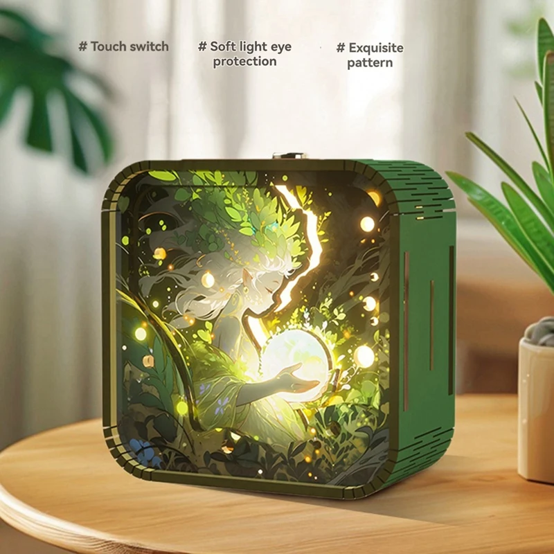 Ручной сенсорный мультфильм DIY деревянные стерео атмосферные огни подарки на выпускной сезон ночник подарки-AT64