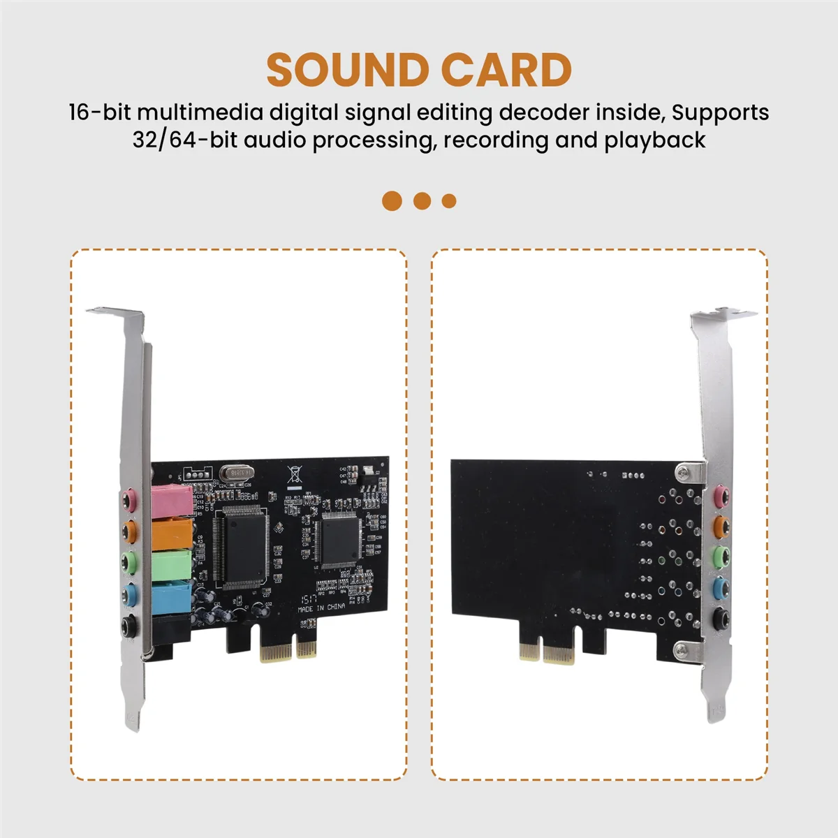 5.1 scheda audio interna per Windows 10 con staffa a basso profilo, 3D Stereo PCI-e, Chip CMI8738 scheda audio a 32/64 Bit PCI