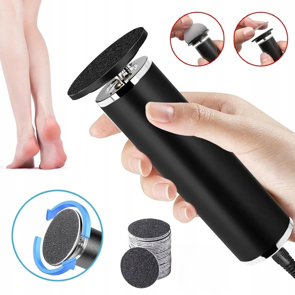 Lime à pieds électrique pour éliminer les callosités, lime à pieds professionnelle pour pédicure, vitesse réglable, ponceuse à pieds avec disques de papier abrasif de rechange